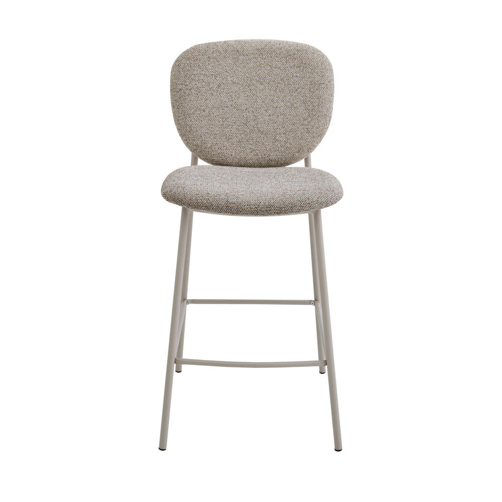 Dalby - Set of 2 Bar Stools - Fabric, Beige Legs - Mottled Brown