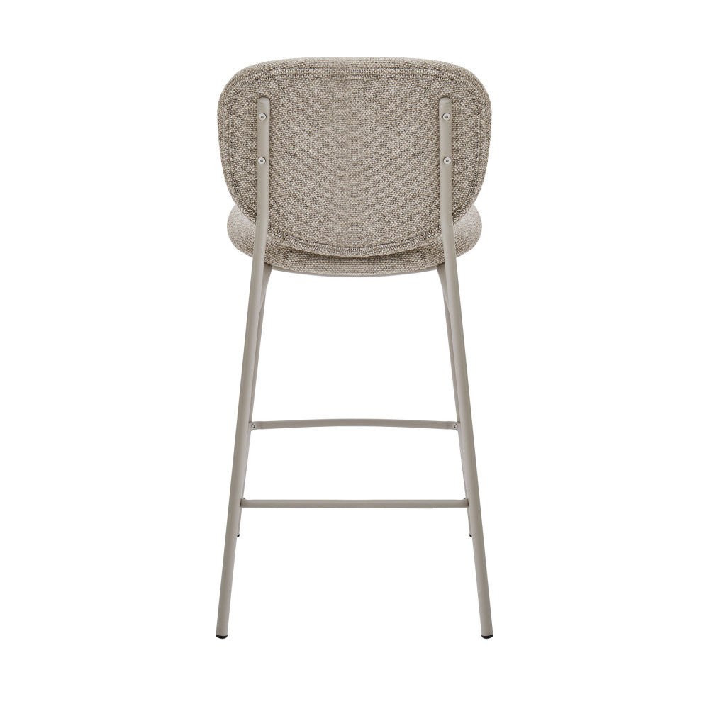 Dalby - Set of 2 Bar Stools - Fabric, Beige Legs - Mottled Brown