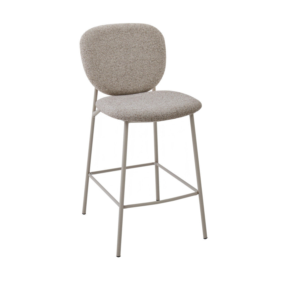 Dalby - Set of 2 Bar Stools - Fabric, Beige Legs - Mottled Brown