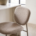 Dalby - Set of 2 Bar Stools - Fabric, Beige Legs - Mottled Brown