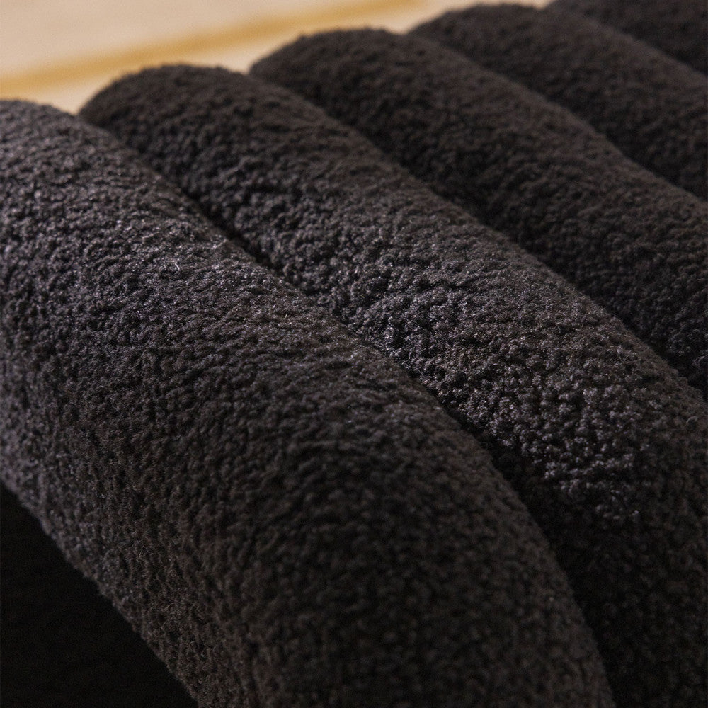 Mui - Lote de 2 taburetes acolchados - Tejido bouclé - Negro