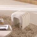 Mui - Lot De 2 Tabourets Rembourrés - Tissu Bouclette - Blanc