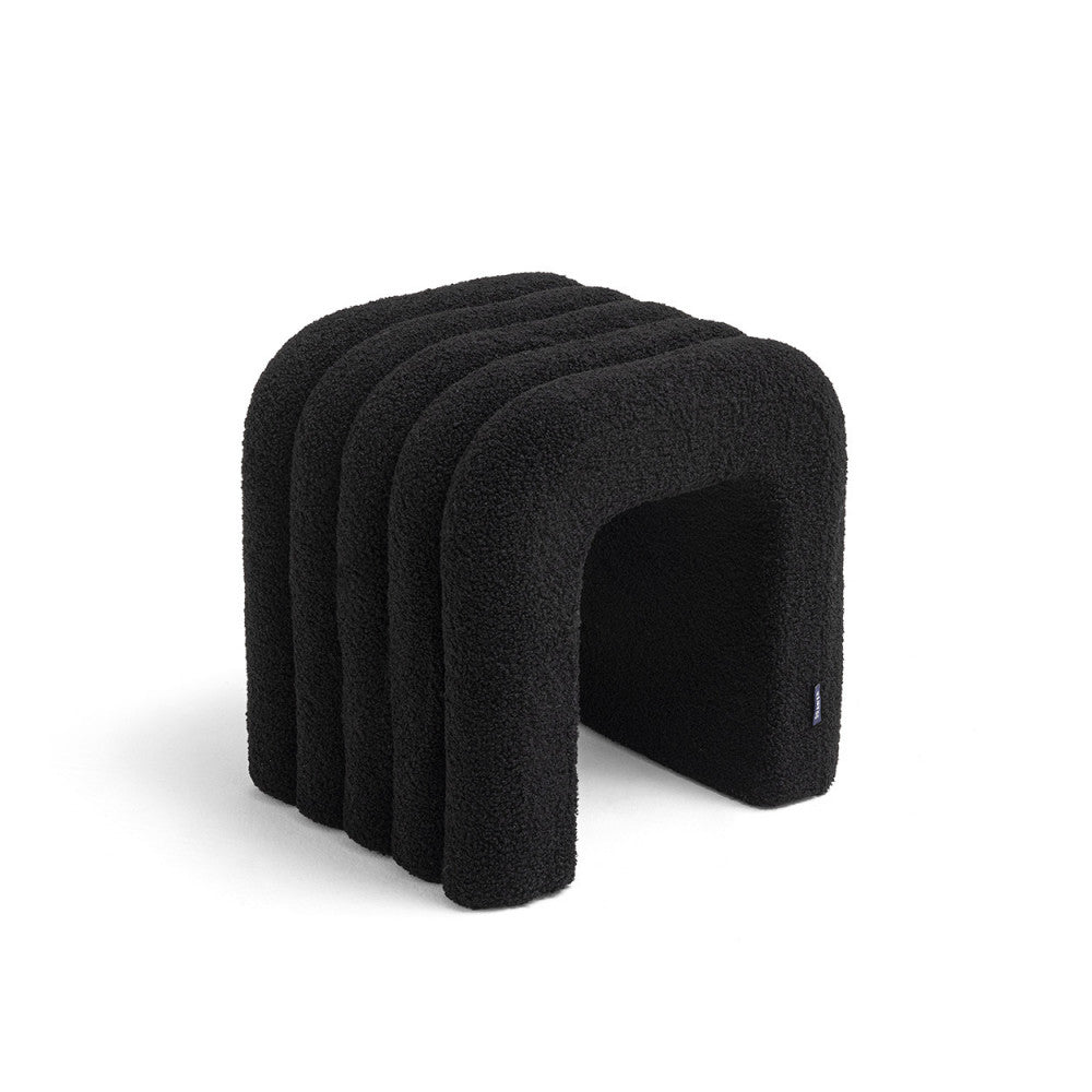 Mui - Lote de 2 taburetes acolchados - Tejido bouclé - Negro