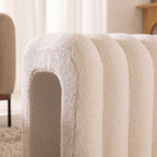 Mui - Lot De 2 Tabourets Rembourrés - Tissu Bouclette - Blanc