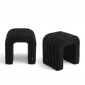 Mui - Lote de 2 taburetes acolchados - Tejido bouclé - Negro