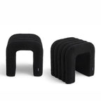 Mui - Lote de 2 taburetes acolchados - Tejido bouclé - Negro