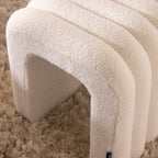 Mui - Lot De 2 Tabourets Rembourrés - Tissu Bouclette - Blanc