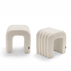 Mui - Lot De 2 Tabourets Rembourrés - Tissu Bouclette - Blanc
