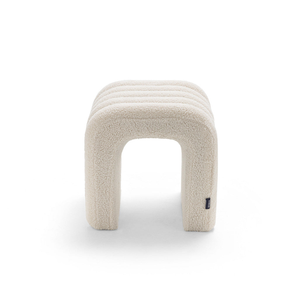 Mui - Lot De 2 Tabourets Rembourrés - Tissu Bouclette - Blanc