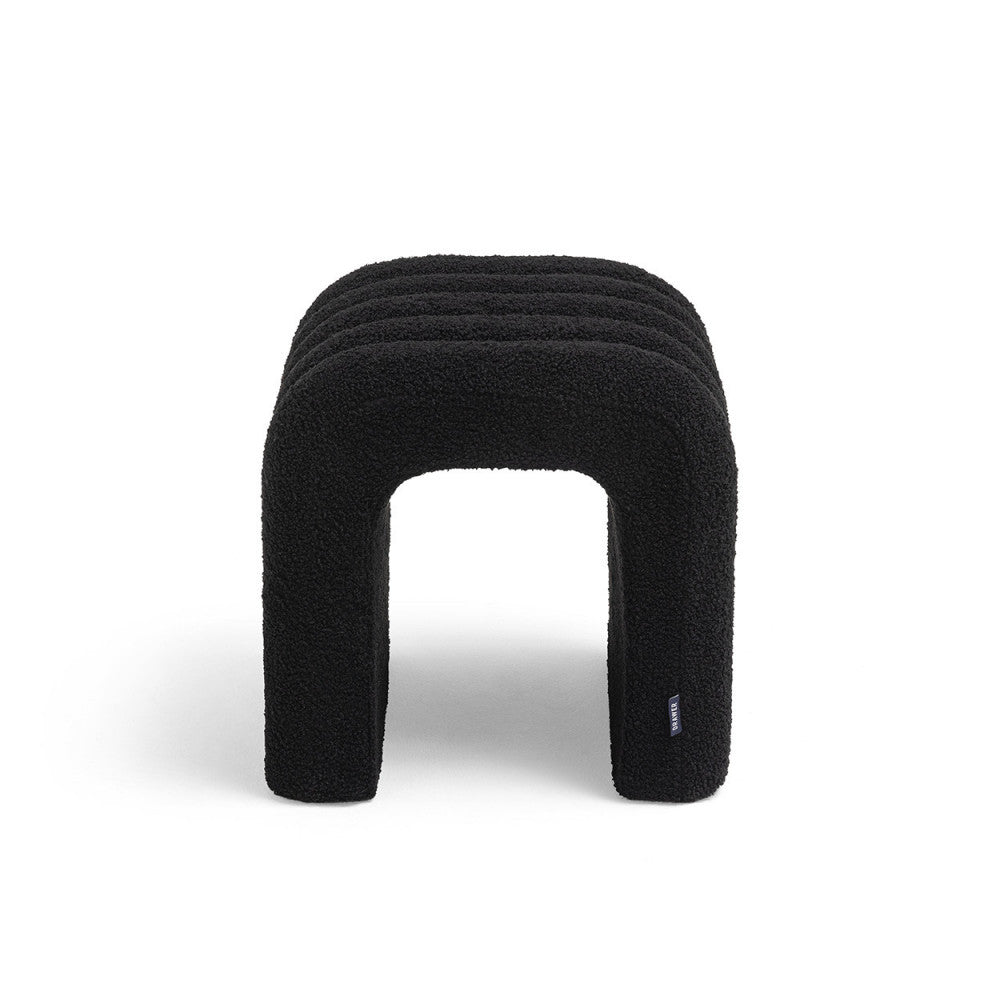 Mui - Lote de 2 taburetes acolchados - Tejido bouclé - Negro