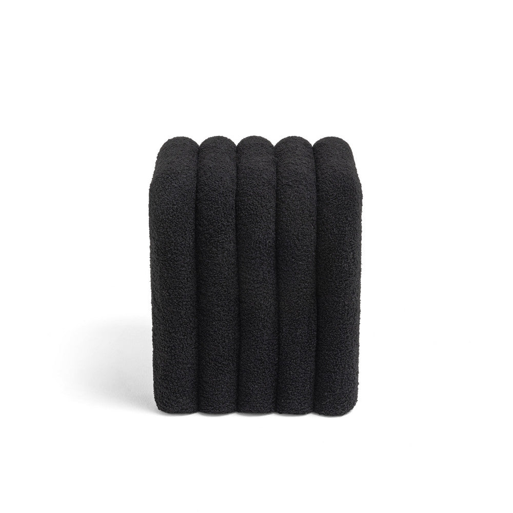 Mui - Lote de 2 taburetes acolchados - Tejido bouclé - Negro
