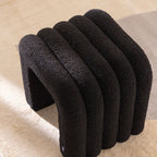 Mui - Lote de 2 taburetes acolchados - Tejido bouclé - Negro