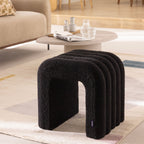 Mui - Lote de 2 taburetes acolchados - Tejido bouclé - Negro