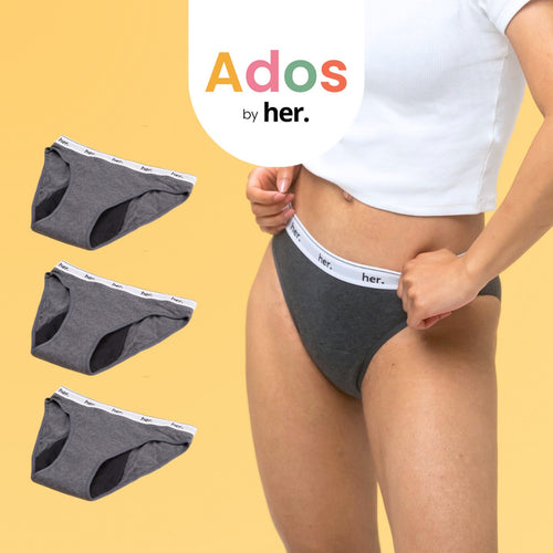 Juego de 3 bragas menstruales Joy Teen - Gris antracita