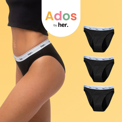 Set De 3 Braguitas Menstruales Joy Teen - Cebra Negra