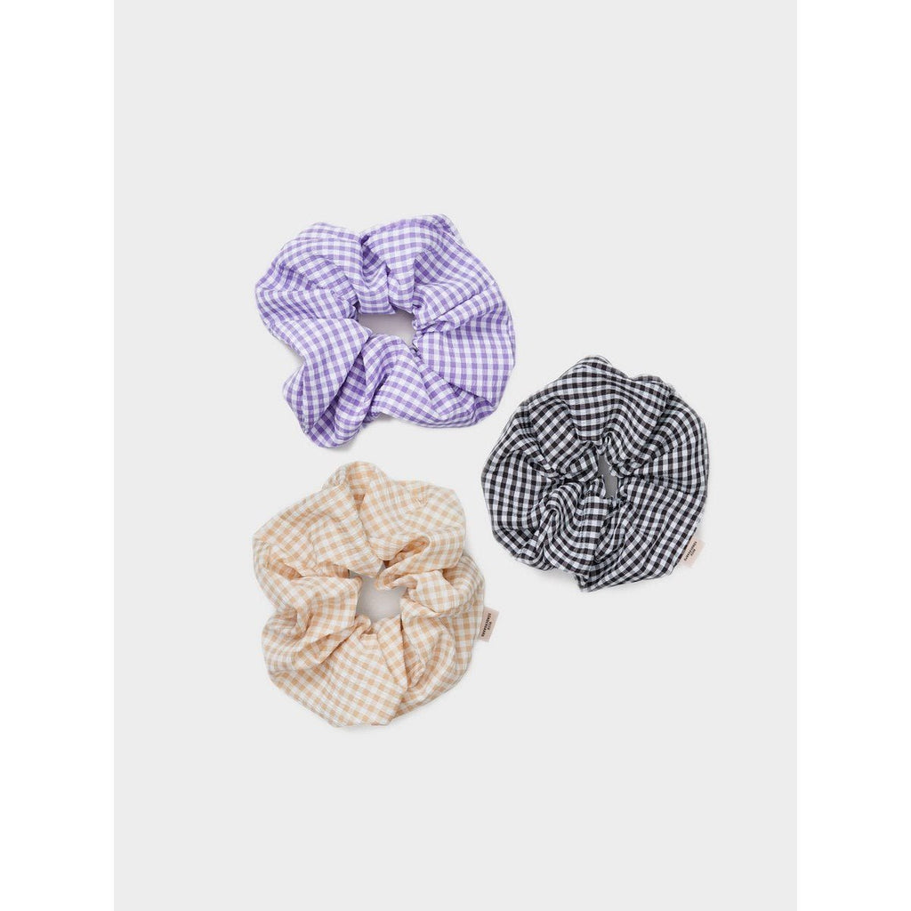 Cosette Hair Scrunchie Set - Black/Beige/Lavender