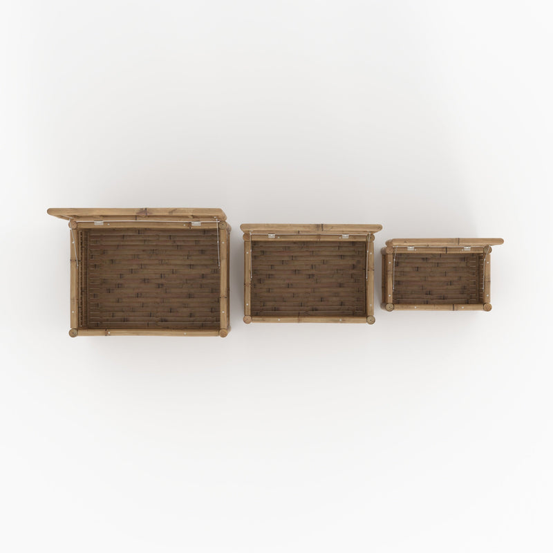 Lot de 3 coffres de jardin Vadella en bambou
