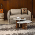 Suki - Lot De 3 Tables Basses Organiques Gigognes - Marbre Et Bois - Bois Foncé Et Blanc
