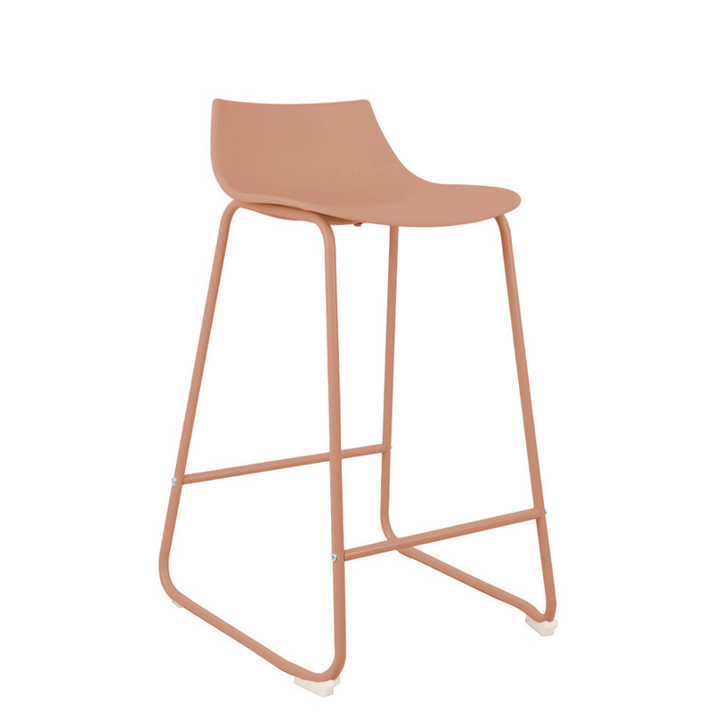 Lamer - Lot De 4 Chaises De Bar - Plastique & Métal - Terracotta