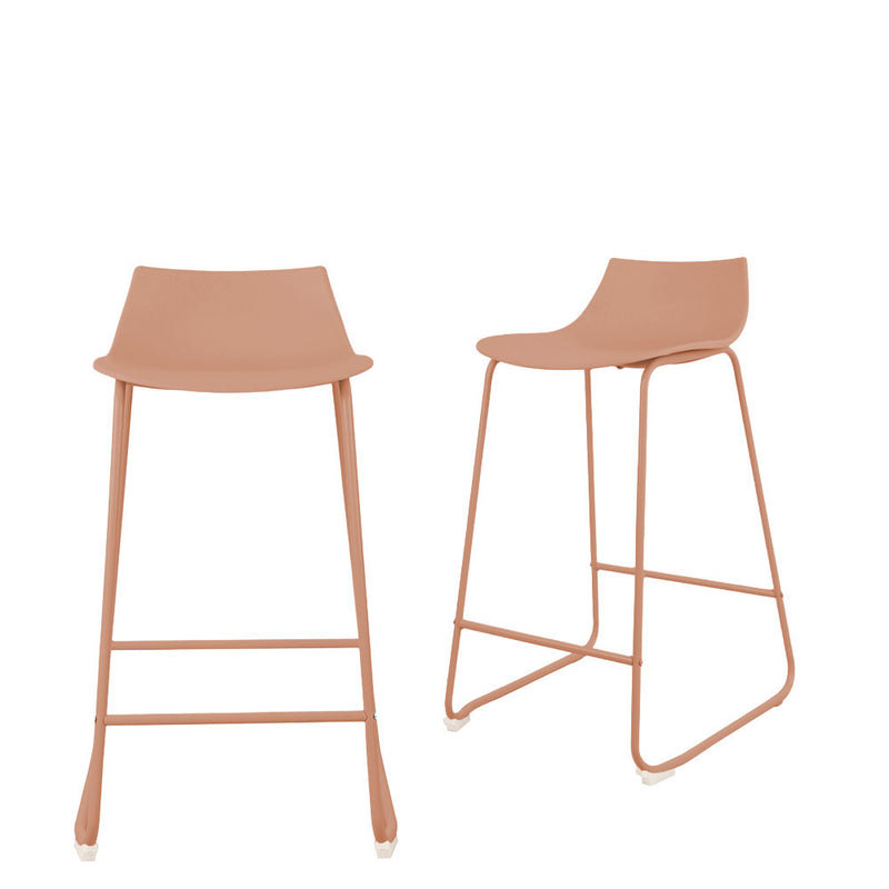 Lamer - Lot De 4 Chaises De Bar - Plastique & Métal - Terracotta