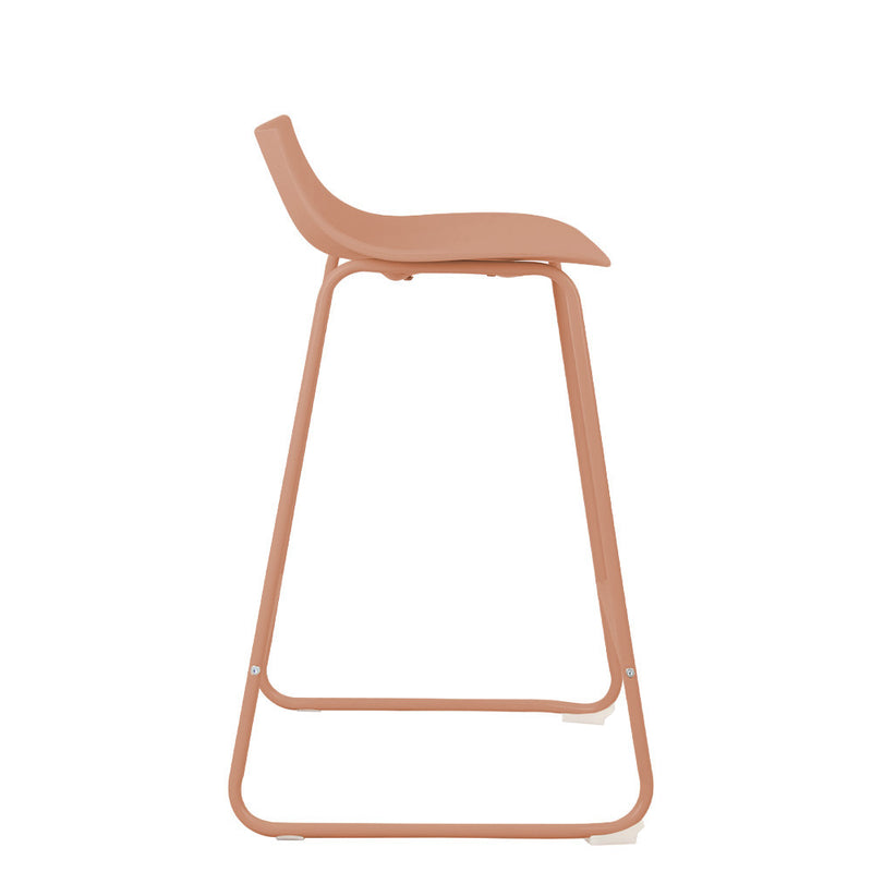 Lamer - Lot De 4 Chaises De Bar - Plastique & Métal - Terracotta