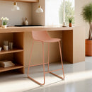 Lamer - Lot De 4 Chaises De Bar - Plastique & Métal - Terracotta