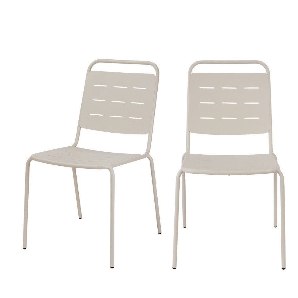 Aria - Set Of 4 Garden Chairs - Metal - Beige