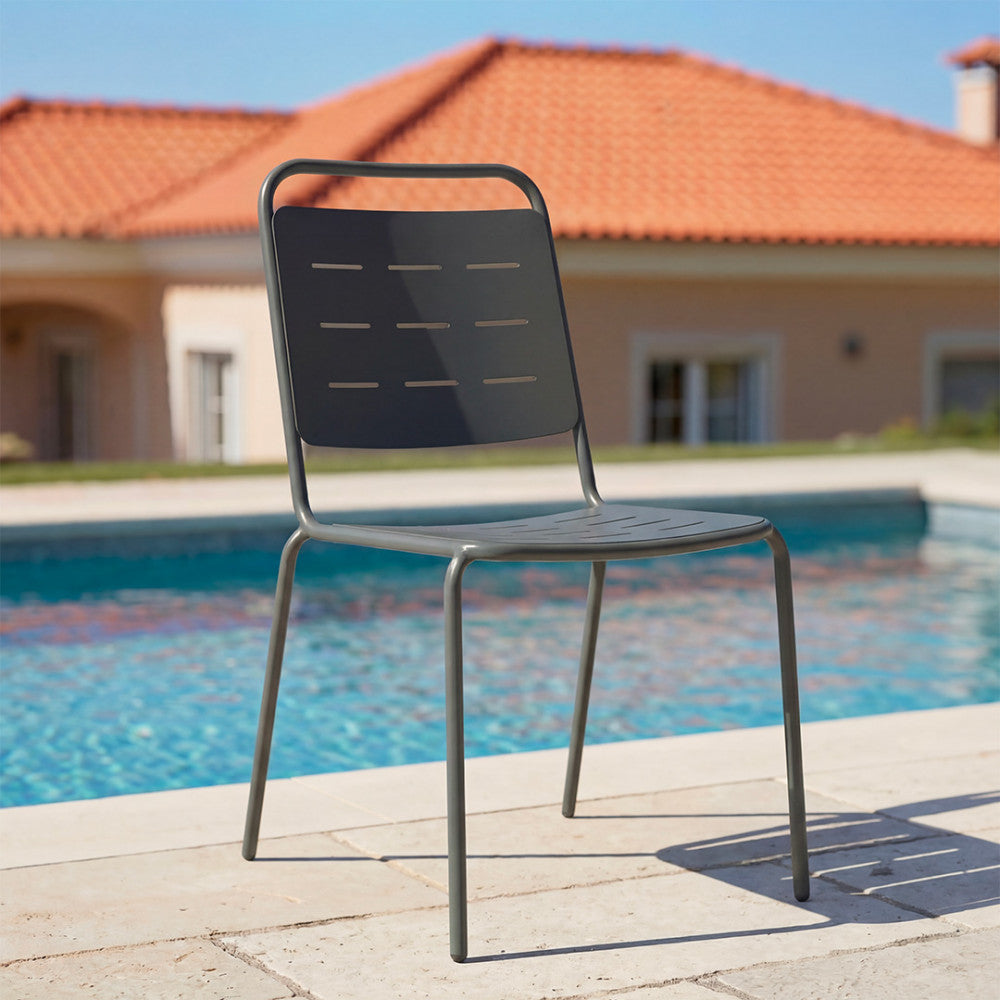 Aria - Set Of 4 Garden Chairs - Metal - Dark Grey