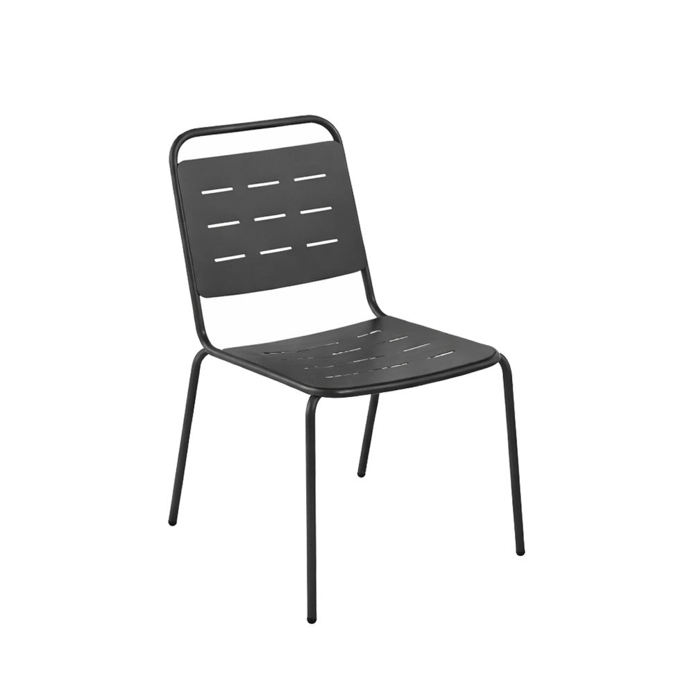 Aria - Set Of 4 Garden Chairs - Metal - Dark Grey