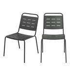 Aria - Set Of 4 Garden Chairs - Metal - Dark Grey