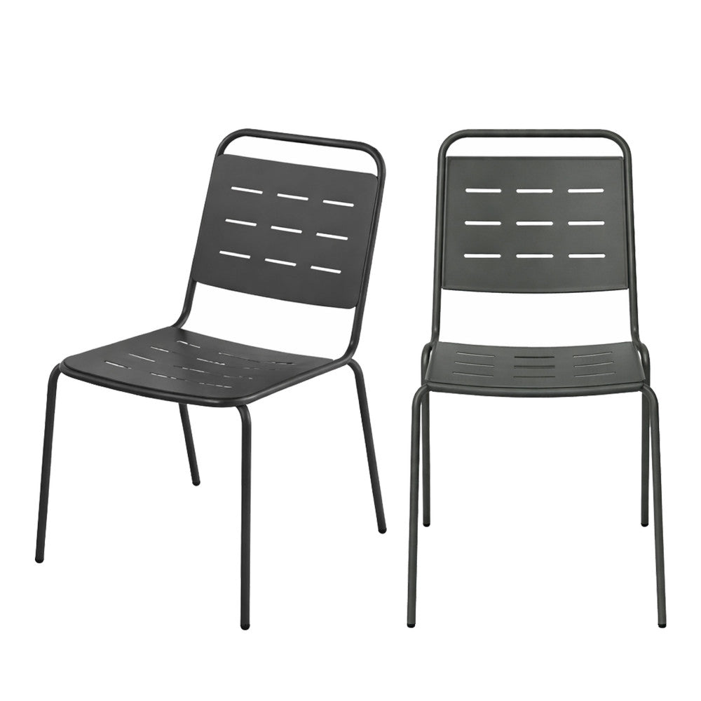 Aria - Set Of 4 Garden Chairs - Metal - Dark Grey