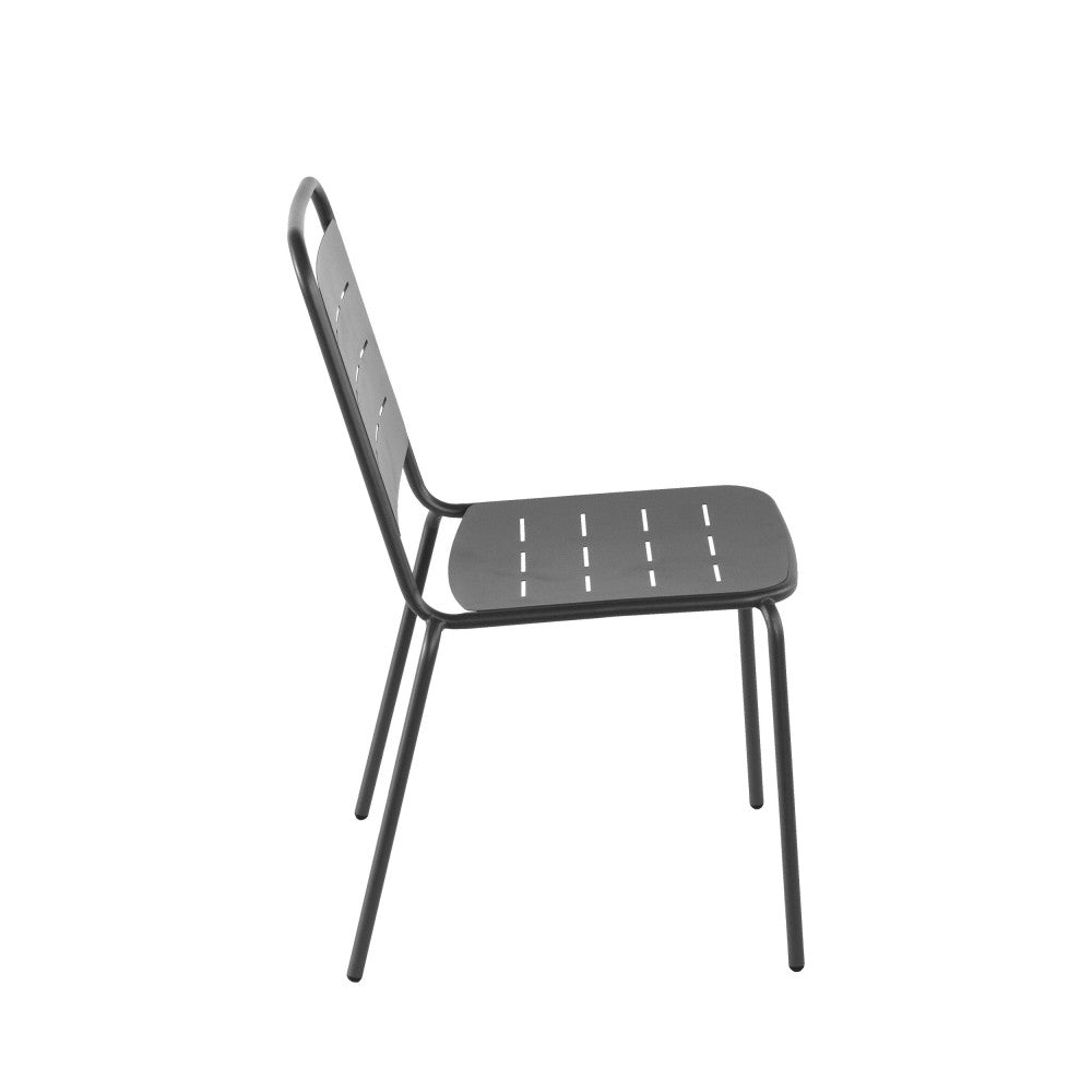 Aria - Set Of 4 Garden Chairs - Metal - Dark Grey