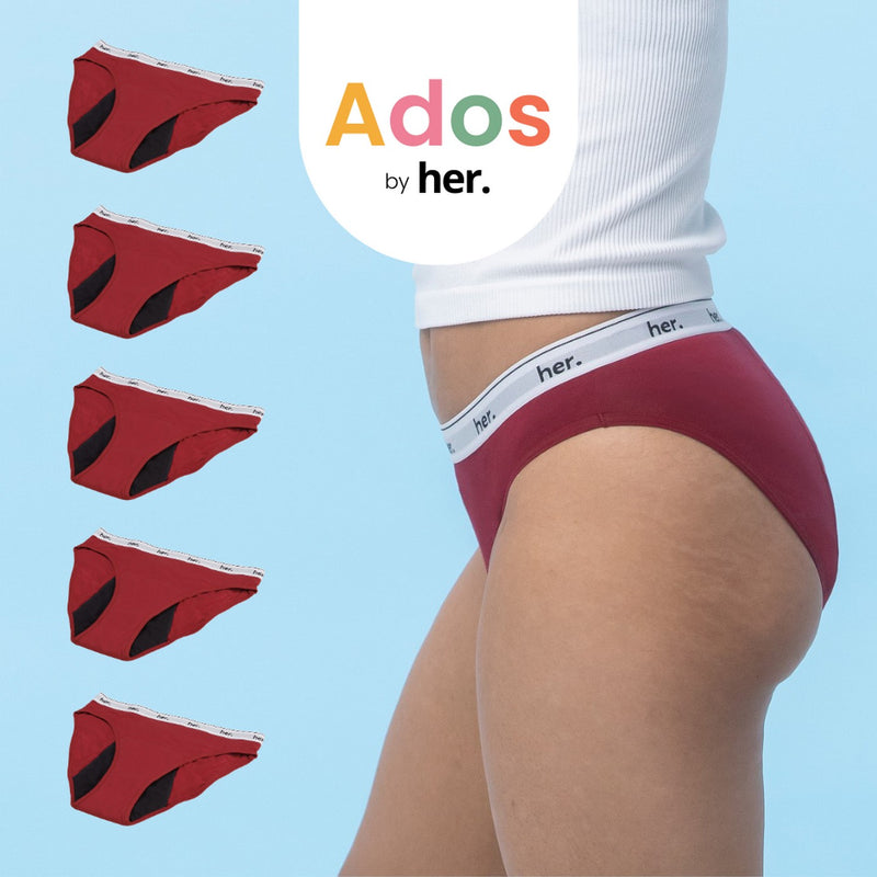 Pack De 5 Braguitas Menstruales Joy Teenage - Rojo Bicicleta