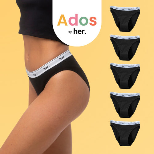 Pack De 5 Braguitas Menstruales Joy Teen - Cebra Negra