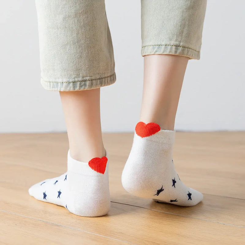 Lot de 5 socquettes avec languette cœur protectrice et motifs marins