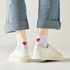 Lot de 5 chaussettes mi-hautes avec cœur rouge au talon