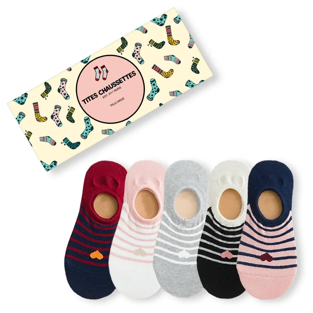 Lot De 5 Socquettes Coeur Marin