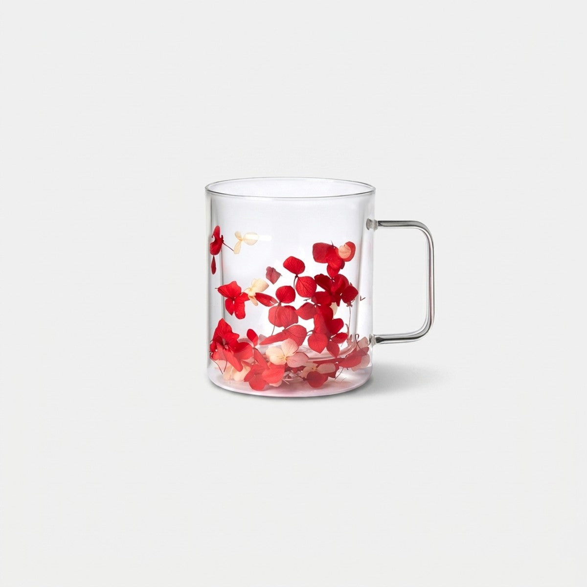 Flovers Petals - Lot De 6 Mugs - H11 Cm - Blanc/Rouge