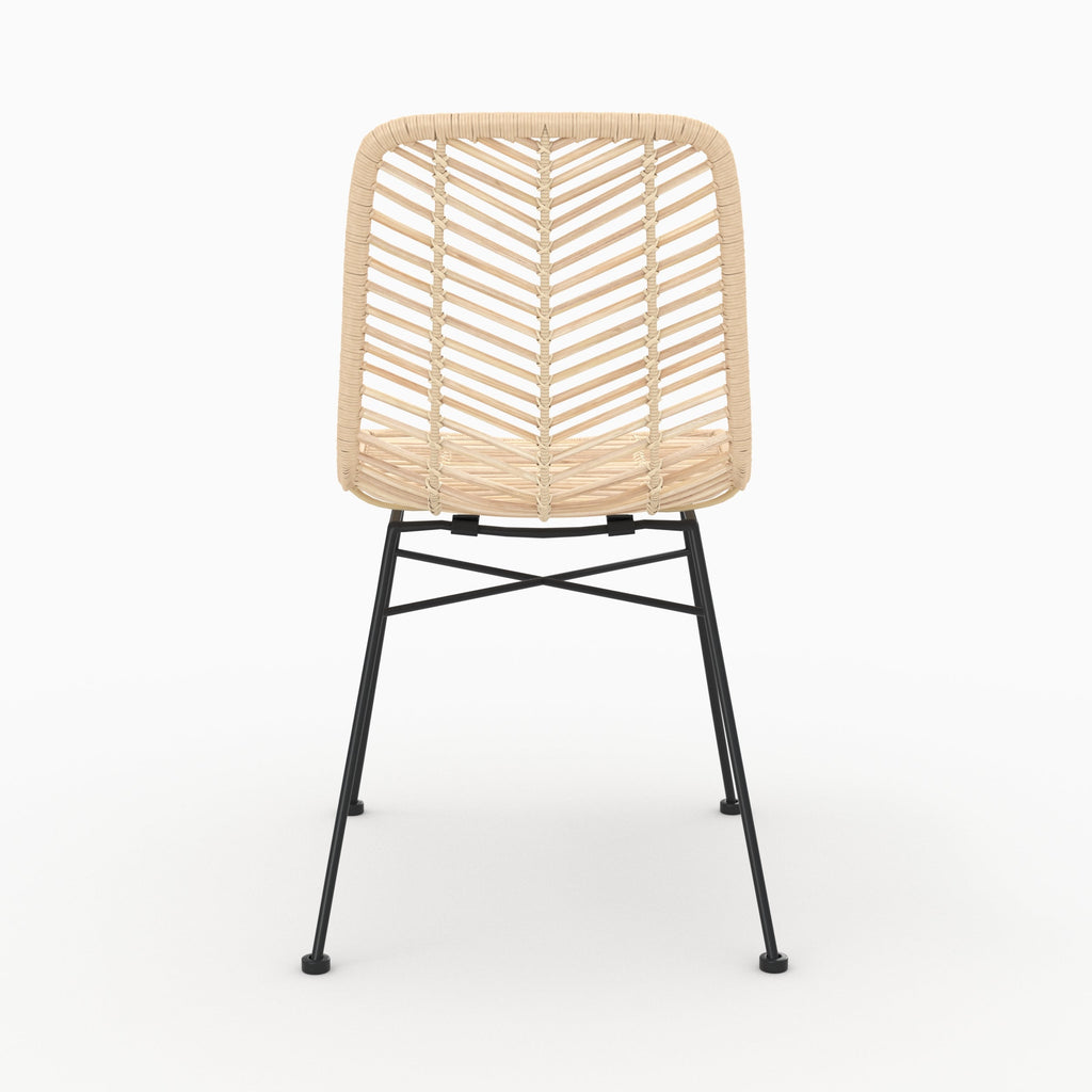 Tamara - Lot De 2 Chaises En Rotin Naturel Et Pieds En Métal Noir