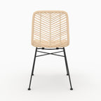 Tamara - Lot De 2 Chaises En Rotin Naturel Et Pieds En Métal Noir