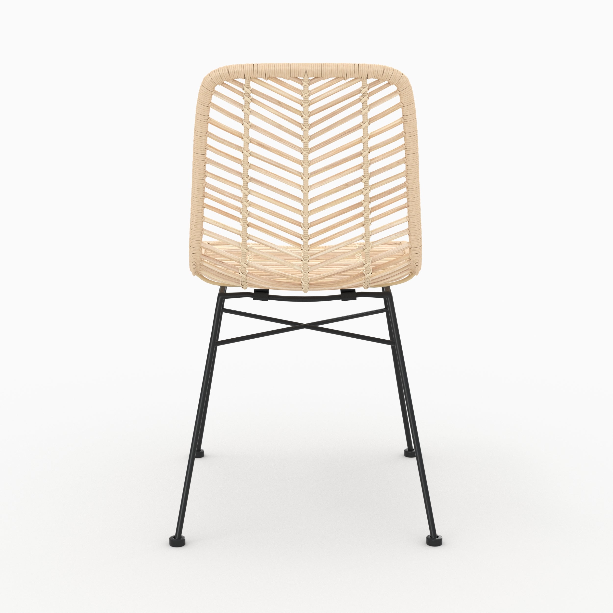Tamara - Lot De 2 Chaises En Rotin Naturel Et Pieds En Métal Noir