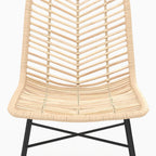 Tamara - Lot De 2 Chaises En Rotin Naturel Et Pieds En Métal Noir