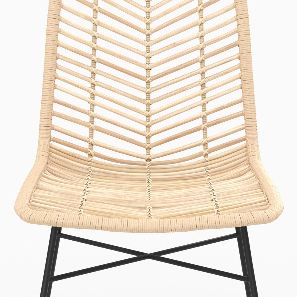 Tamara - Lot De 2 Chaises En Rotin Naturel Et Pieds En Métal Noir