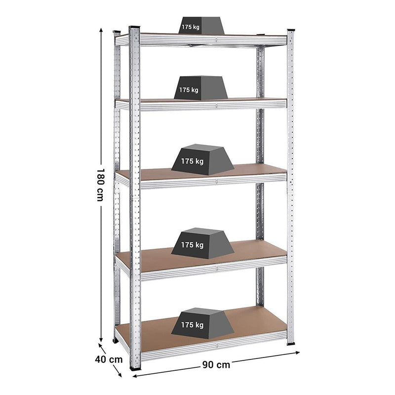 Lot De Deux Étagères À 5 Niveaux Avec Planches Réglables - Gris