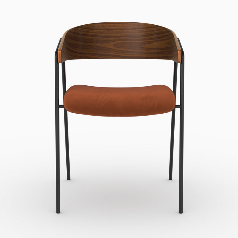 Lot de 2 chaises Esmée en velours terracotta et bois de noyer