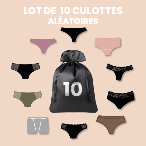 Pakke med 10 trusser - alle blødninger - 3XS til 8XL