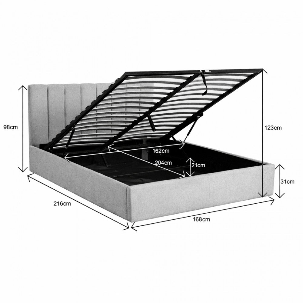 Lou - Storage Bed - Fabric - Ecru