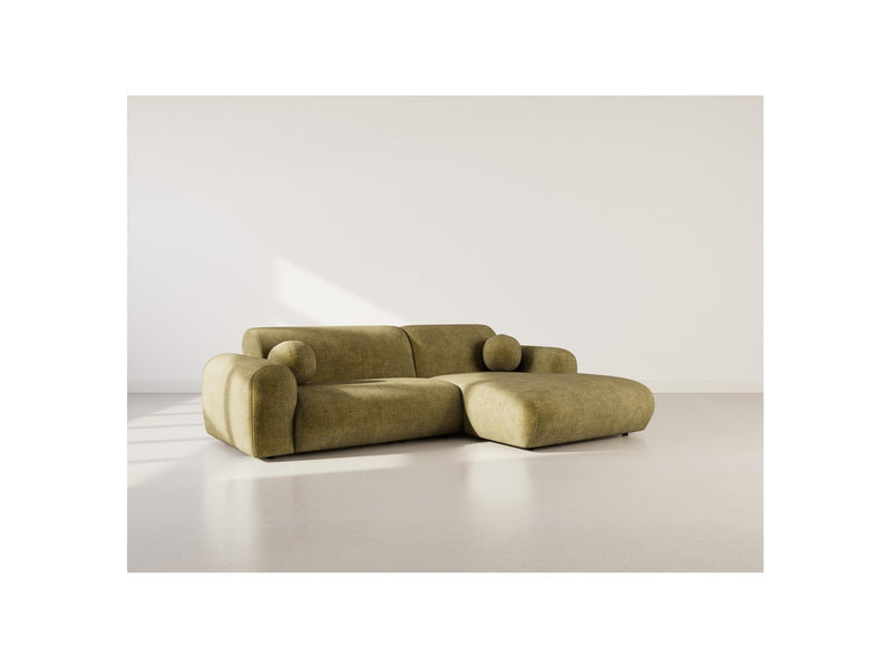 Louise - Sofá esquinero - 4 plazas - Terciopelo texturizado - Verde caqui