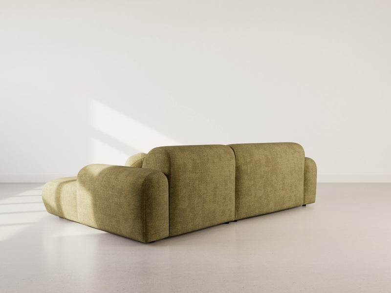 Louise - Sofá esquinero - 4 plazas - Terciopelo texturizado - Verde caqui