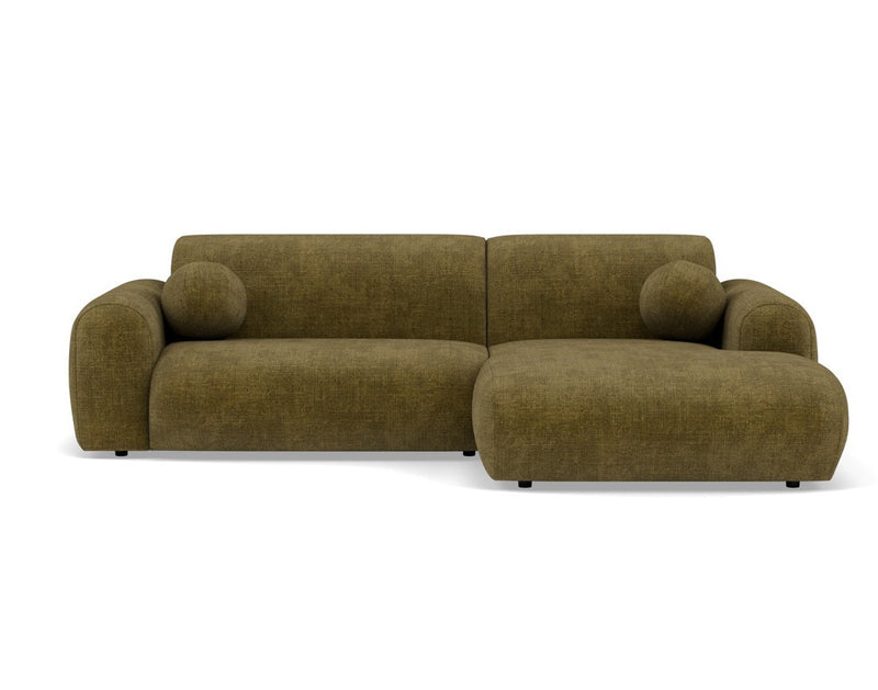 Louise - Sofá esquinero - 4 plazas - Terciopelo texturizado - Verde caqui